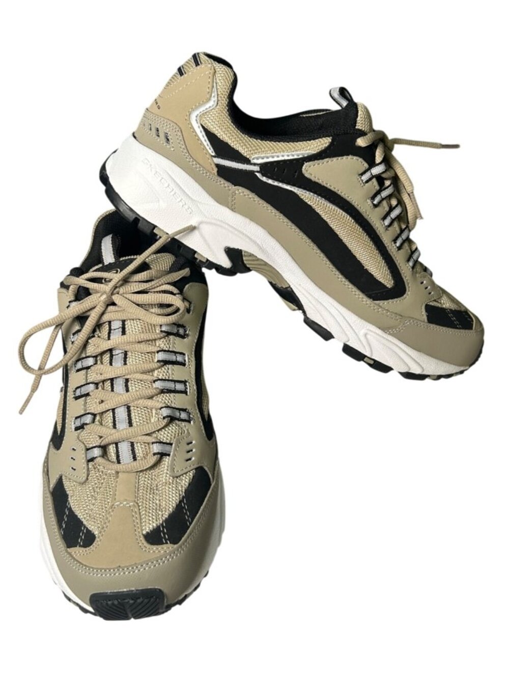 Skechers Wide Fit Memory Foam Sneakers Men's 11 EW Beige & Black Athletic Shoes